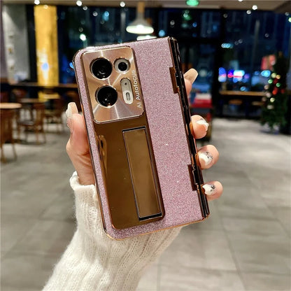 For Oppo Find N2 5G Kickstand Cover Glitter PU Leather Phone Back Cover