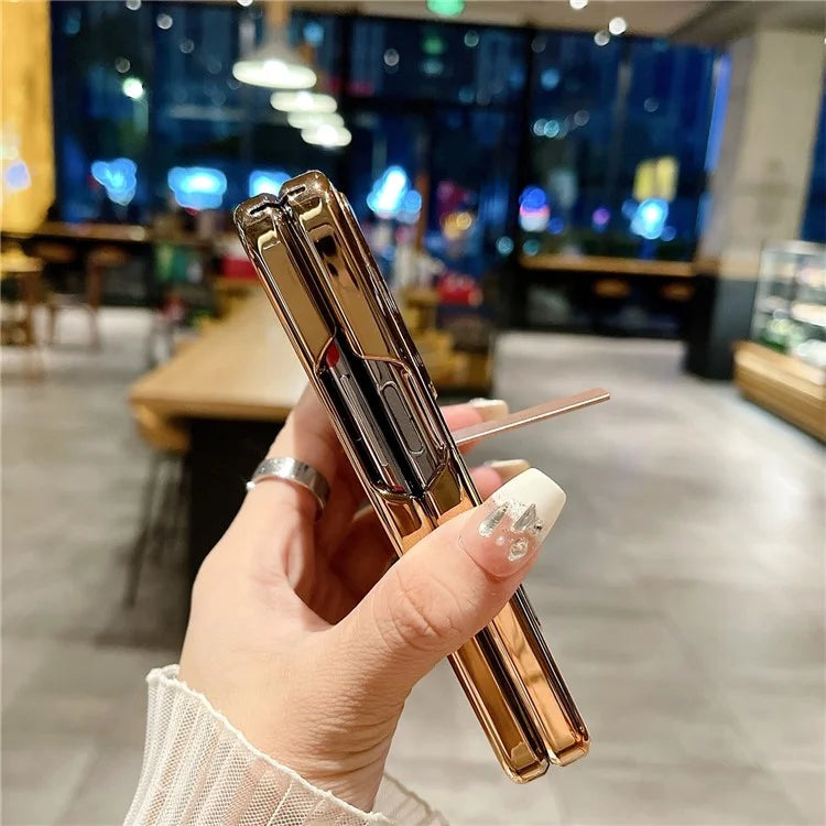 For Oppo Find N Phone Case Glitter Surface PU Leather+PC Cover with Kickstand