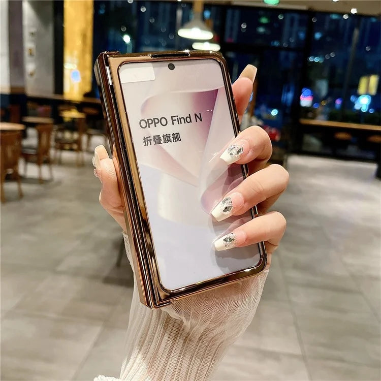 For Oppo Find N Phone Case Glitter Surface PU Leather+PC Cover with Kickstand