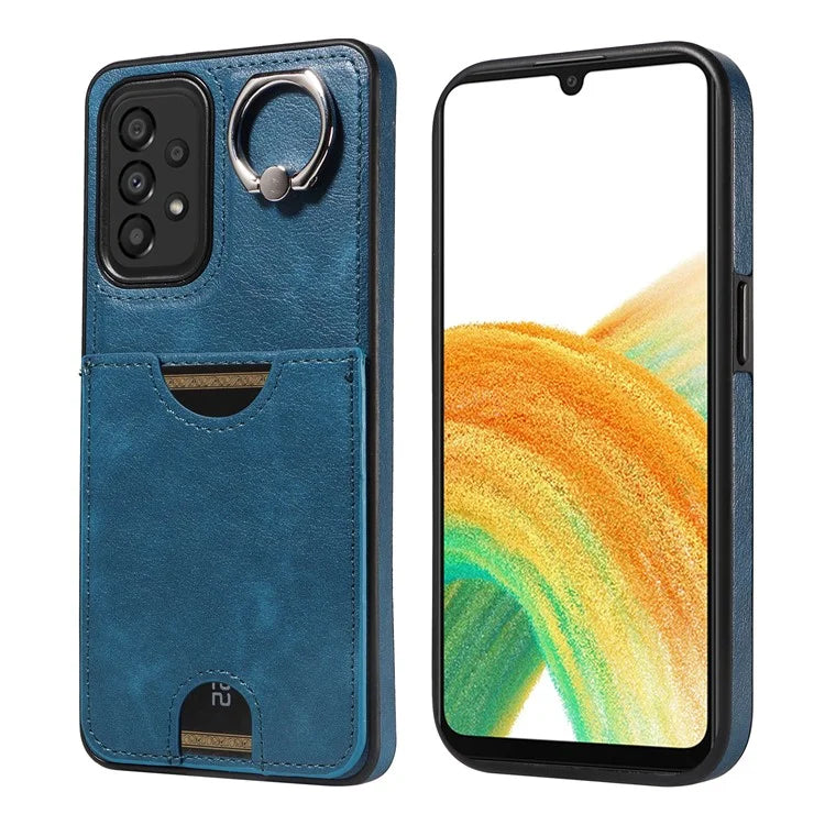 006 For Samsung Galaxy A33 5G Case PU+TPU Phone Cover with Card Holder Kickstand