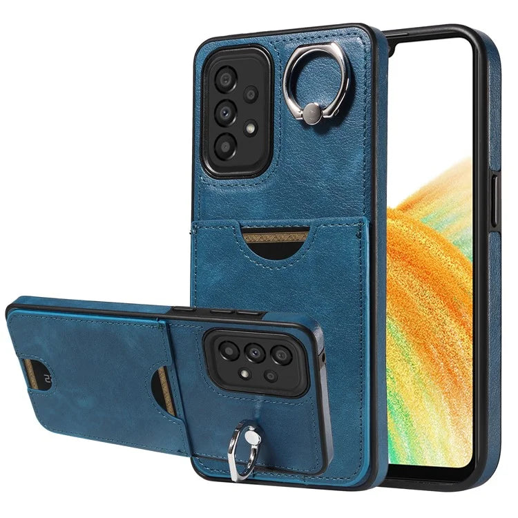 006 For Samsung Galaxy A33 5G Case PU+TPU Phone Cover with Card Holder Kickstand