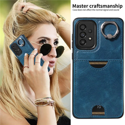 006 For Samsung Galaxy A33 5G Case PU+TPU Phone Cover with Card Holder Kickstand