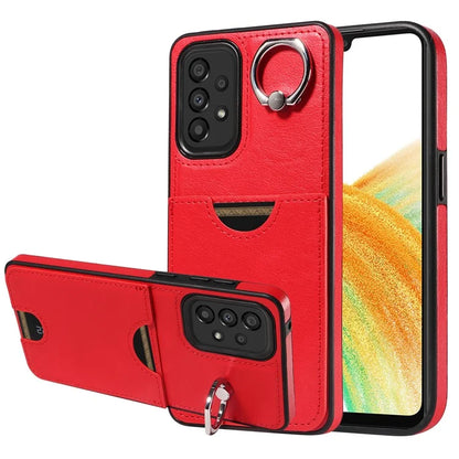 006 For Samsung Galaxy A33 5G Case PU+TPU Phone Cover with Card Holder Kickstand