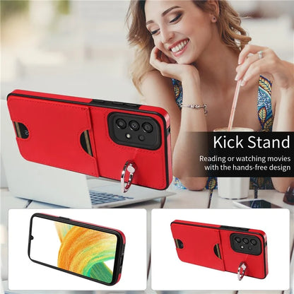 006 For Samsung Galaxy A33 5G Case PU+TPU Phone Cover with Card Holder Kickstand
