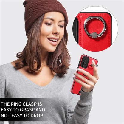 006 For Samsung Galaxy A33 5G Case PU+TPU Phone Cover with Card Holder Kickstand