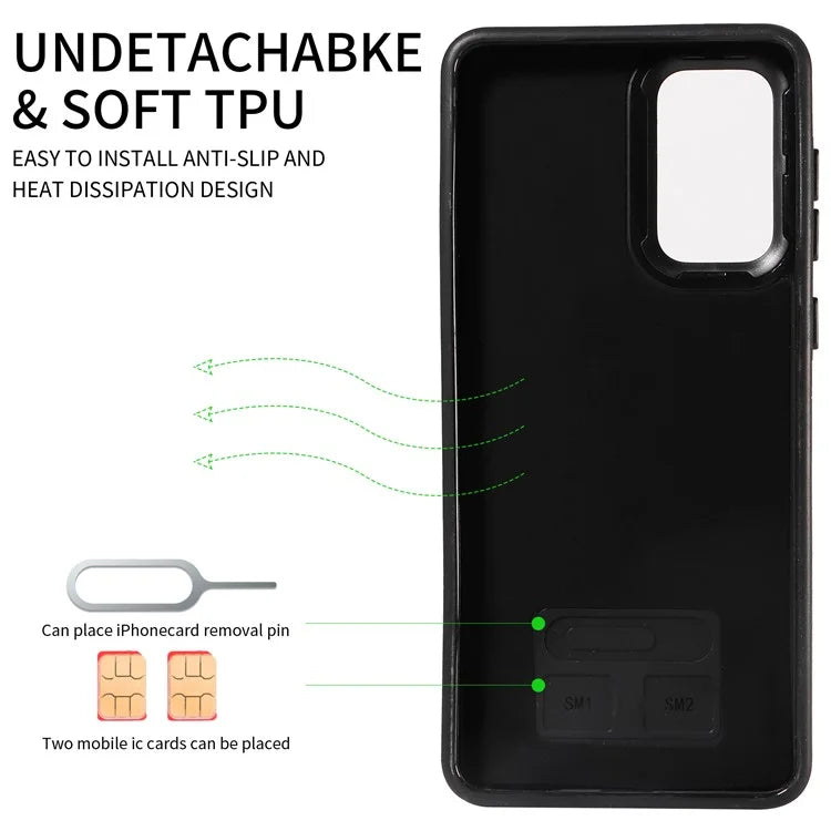 006 For Samsung Galaxy A33 5G Case PU+TPU Phone Cover with Card Holder Kickstand