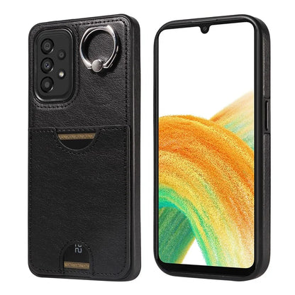 006 For Samsung Galaxy A33 5G Case PU+TPU Phone Cover with Card Holder Kickstand