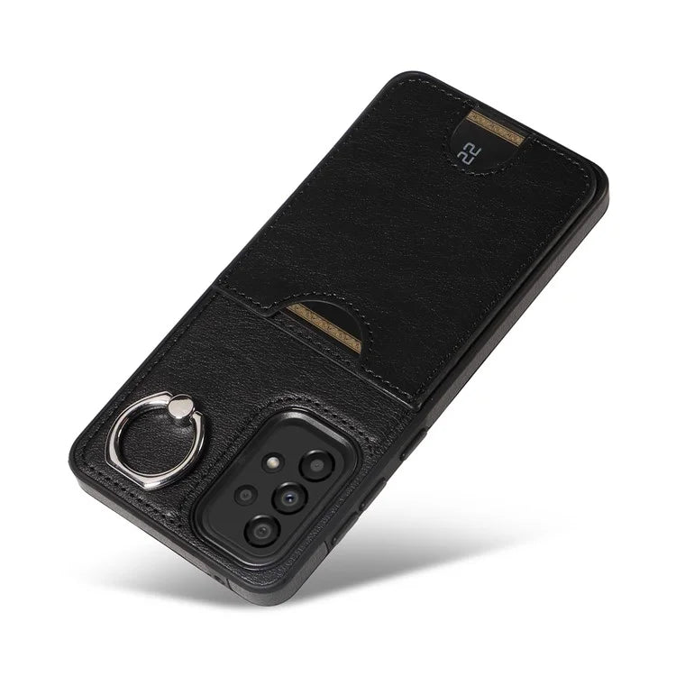 006 For Samsung Galaxy A33 5G Case PU+TPU Phone Cover with Card Holder Kickstand