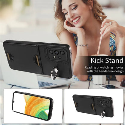 006 For Samsung Galaxy A33 5G Case PU+TPU Phone Cover with Card Holder Kickstand
