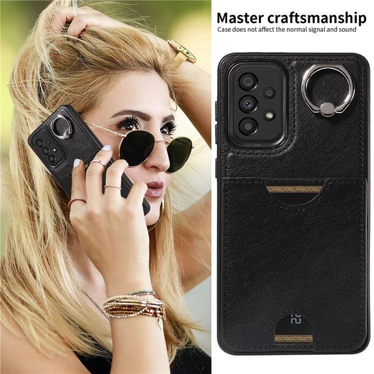 006 For Samsung Galaxy A33 5G Case PU+TPU Phone Cover with Card Holder Kickstand