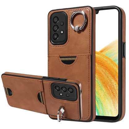 006 For Samsung Galaxy A33 5G Case PU+TPU Phone Cover with Card Holder Kickstand