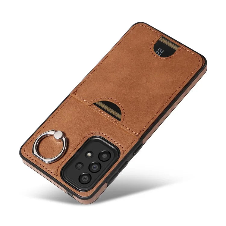 006 For Samsung Galaxy A33 5G Case PU+TPU Phone Cover with Card Holder Kickstand