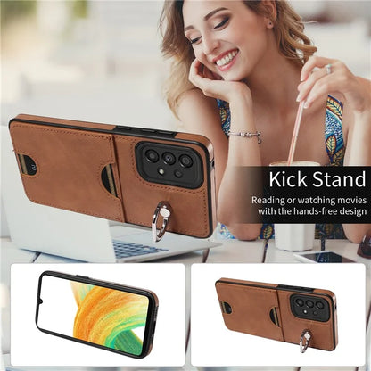 006 For Samsung Galaxy A33 5G Case PU+TPU Phone Cover with Card Holder Kickstand