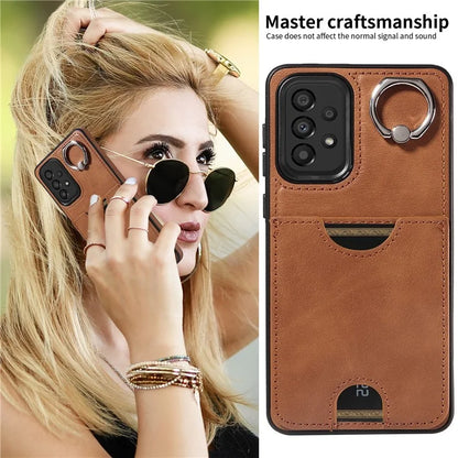 006 For Samsung Galaxy A33 5G Case PU+TPU Phone Cover with Card Holder Kickstand