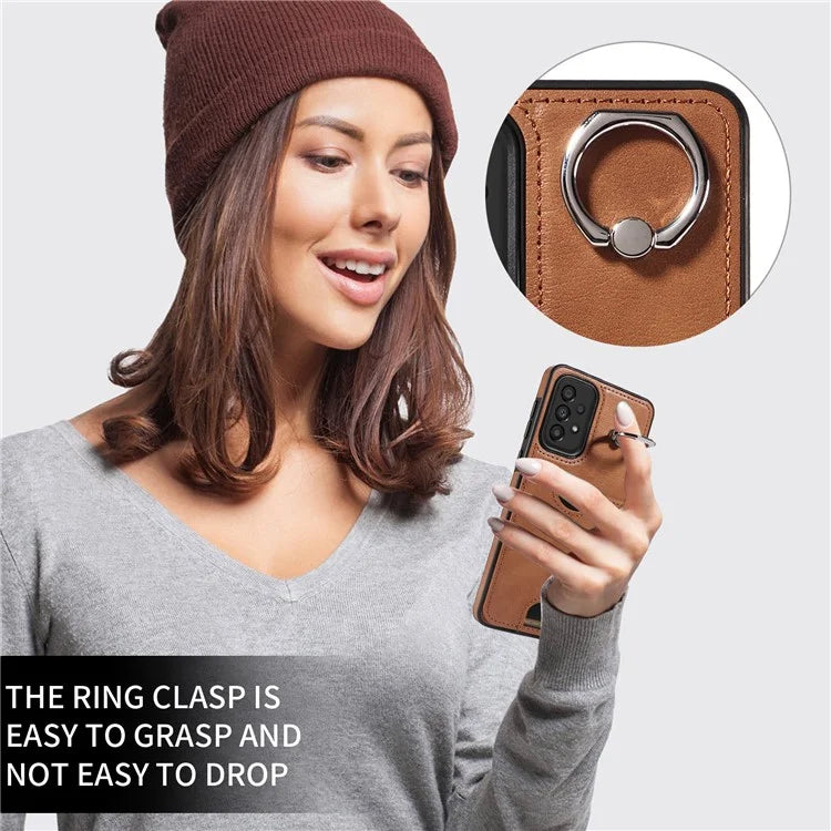 006 For Samsung Galaxy A33 5G Case PU+TPU Phone Cover with Card Holder Kickstand