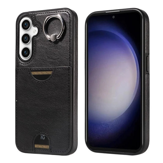 006 For Samsung Galaxy S23 FE Case with Single Card Slot Calf Texture Kickstand Phone Cover