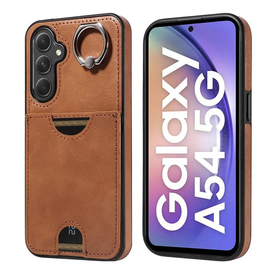 006 For Samsung Galaxy A54 5G Case Calf Texture Back Cover with Card Slot Kickstand