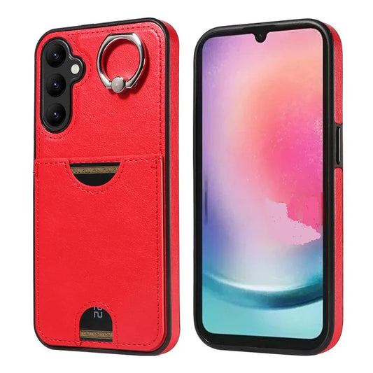 006 For Samsung Galaxy A24 4G (162.1 x 77.6 x 8.3mm)  /  A25 5G (Global) (161.0 x 76.5 x 8.3mm) Case with Card Bag Kickstand Back Cover