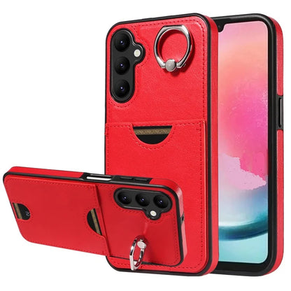 006 For Samsung Galaxy A24 4G (162.1 x 77.6 x 8.3mm)  /  A25 5G (Global) (161.0 x 76.5 x 8.3mm) Case with Card Bag Kickstand Back Cover