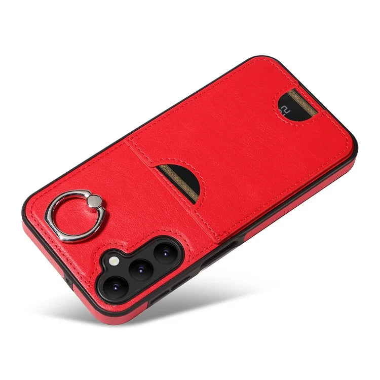 006 For Samsung Galaxy A24 4G (162.1 x 77.6 x 8.3mm)  /  A25 5G (Global) (161.0 x 76.5 x 8.3mm) Case with Card Bag Kickstand Back Cover