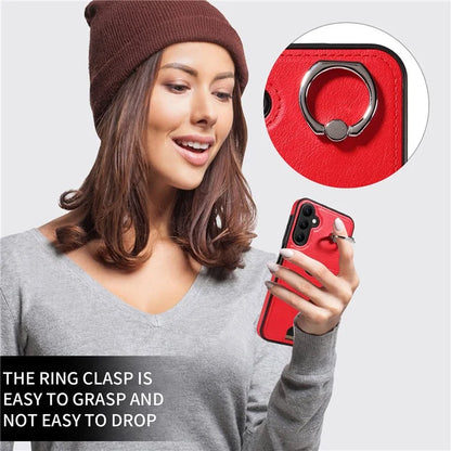 006 For Samsung Galaxy A24 4G (162.1 x 77.6 x 8.3mm)  /  A25 5G (Global) (161.0 x 76.5 x 8.3mm) Case with Card Bag Kickstand Back Cover