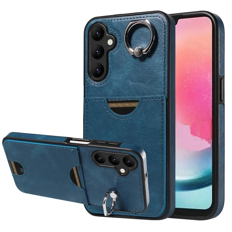 006 For Samsung Galaxy A24 4G (162.1 x 77.6 x 8.3mm)  /  A25 5G (Global) (161.0 x 76.5 x 8.3mm) Case with Card Bag Kickstand Back Cover