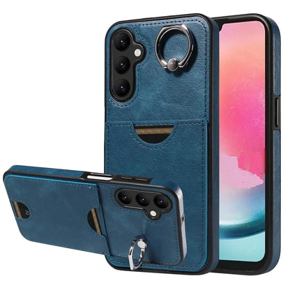 006 For Samsung Galaxy A24 4G (162.1 x 77.6 x 8.3mm)  /  A25 5G (Global) (161.0 x 76.5 x 8.3mm) Case with Card Bag Kickstand Back Cover