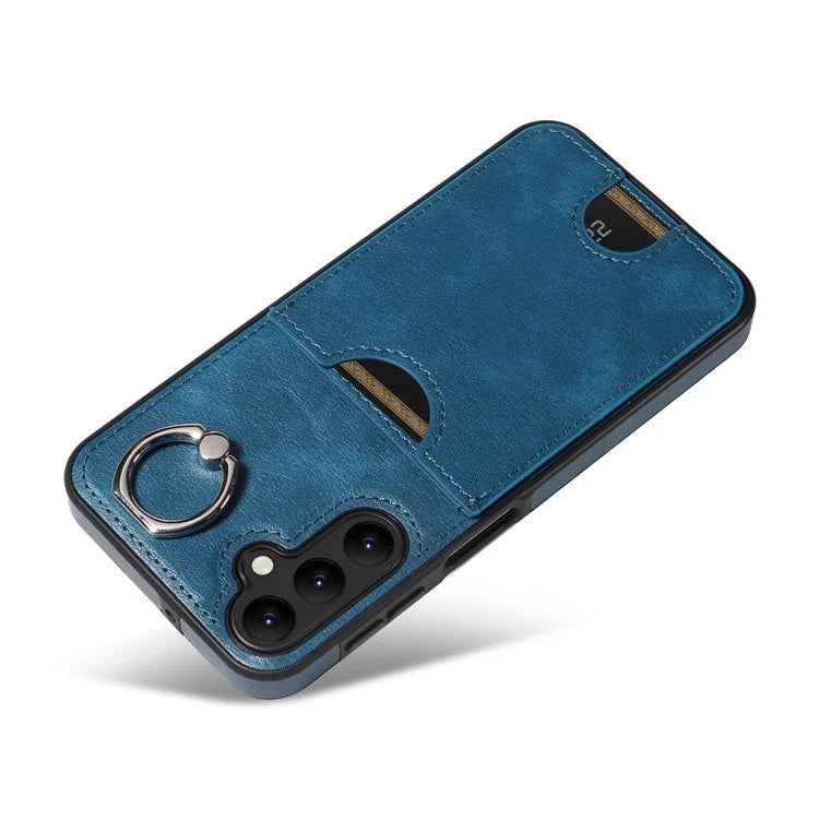 006 For Samsung Galaxy A24 4G (162.1 x 77.6 x 8.3mm)  /  A25 5G (Global) (161.0 x 76.5 x 8.3mm) Case with Card Bag Kickstand Back Cover