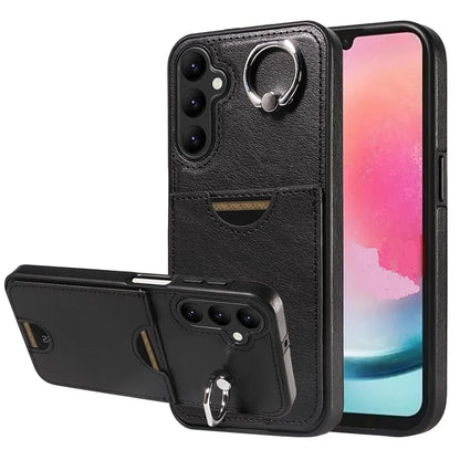 006 For Samsung Galaxy A24 4G (162.1 x 77.6 x 8.3mm)  /  A25 5G (Global) (161.0 x 76.5 x 8.3mm) Case with Card Bag Kickstand Back Cover