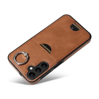 006 For Samsung Galaxy A24 4G (162.1 x 77.6 x 8.3mm)  /  A25 5G (Global) (161.0 x 76.5 x 8.3mm) Case with Card Bag Kickstand Back Cover