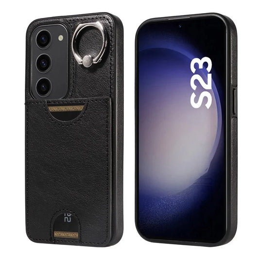 006 For Samsung Galaxy S23 Case Calf Texture Kickstand Back Cover with Single Card Slot