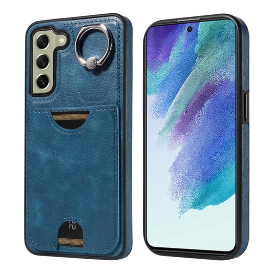 006 For Samsung Galaxy S21 FE 5G Case with Card Holder PU TPU Phone Back Cover