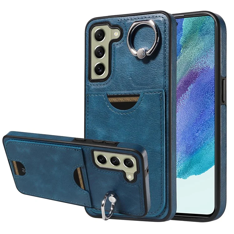 006 For Samsung Galaxy S21 FE 5G Case with Card Holder PU TPU Phone Back Cover