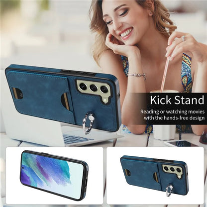 006 For Samsung Galaxy S21 FE 5G Case with Card Holder PU TPU Phone Back Cover