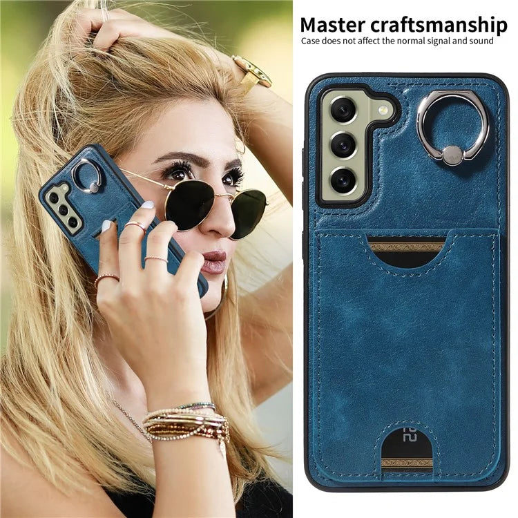006 For Samsung Galaxy S21 FE 5G Case with Card Holder PU TPU Phone Back Cover