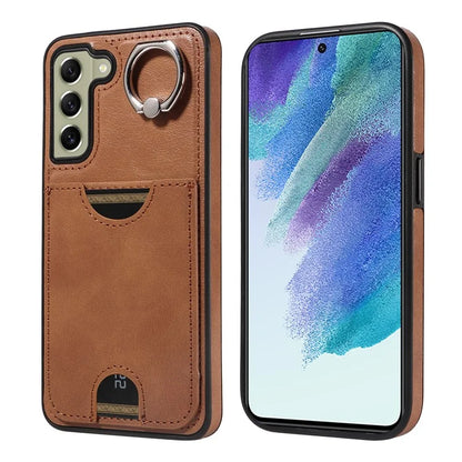 006 For Samsung Galaxy S21 FE 5G Case with Card Holder PU TPU Phone Back Cover