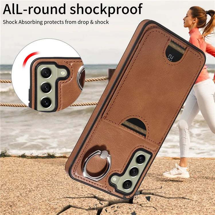006 For Samsung Galaxy S21 FE 5G Case with Card Holder PU TPU Phone Back Cover