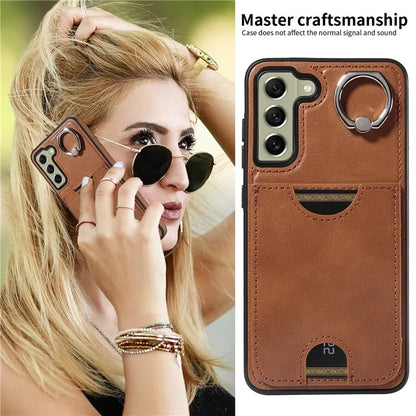 006 For Samsung Galaxy S21 FE 5G Case with Card Holder PU TPU Phone Back Cover