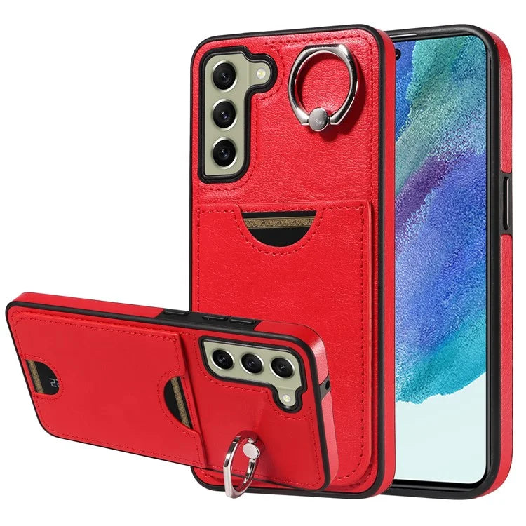 006 For Samsung Galaxy S21 FE 5G Case with Card Holder PU TPU Phone Back Cover