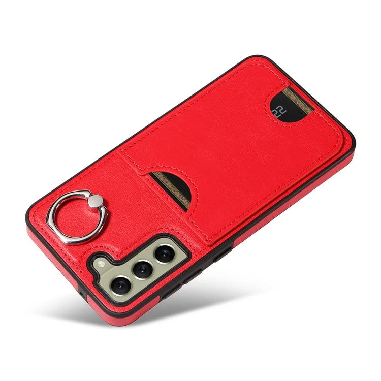 006 For Samsung Galaxy S21 FE 5G Case with Card Holder PU TPU Phone Back Cover
