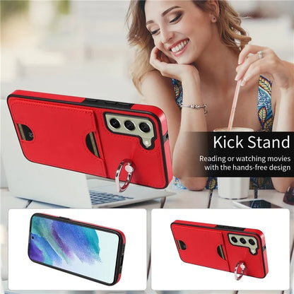 006 For Samsung Galaxy S21 FE 5G Case with Card Holder PU TPU Phone Back Cover