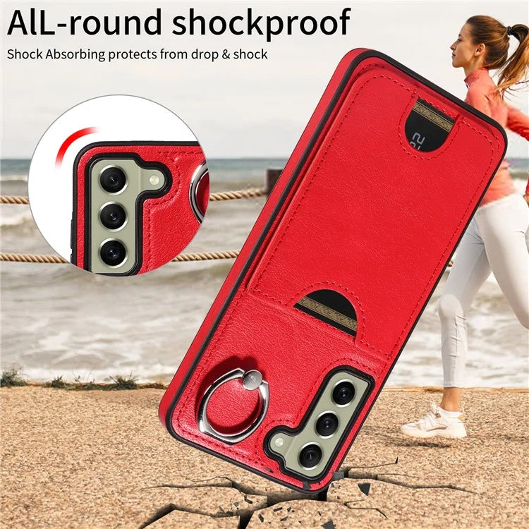 006 For Samsung Galaxy S21 FE 5G Case with Card Holder PU TPU Phone Back Cover