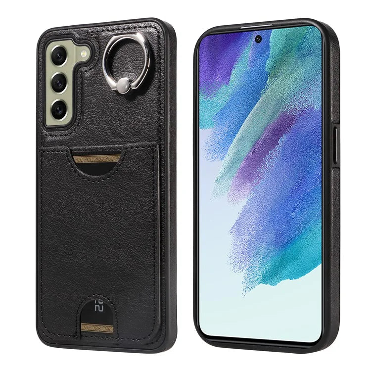 006 For Samsung Galaxy S21 FE 5G Case with Card Holder PU TPU Phone Back Cover