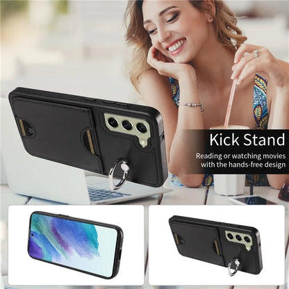 006 For Samsung Galaxy S21 FE 5G Case with Card Holder PU TPU Phone Back Cover
