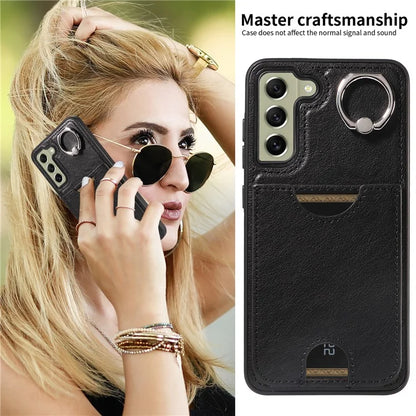 006 For Samsung Galaxy S21 FE 5G Case with Card Holder PU TPU Phone Back Cover