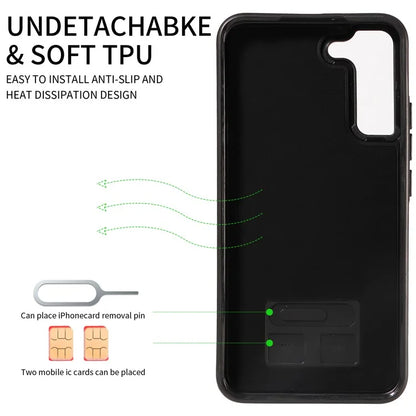 006 For Samsung Galaxy S22+ 5G Case with Ring Holder Card Bag PU TPU Phone Back Cover