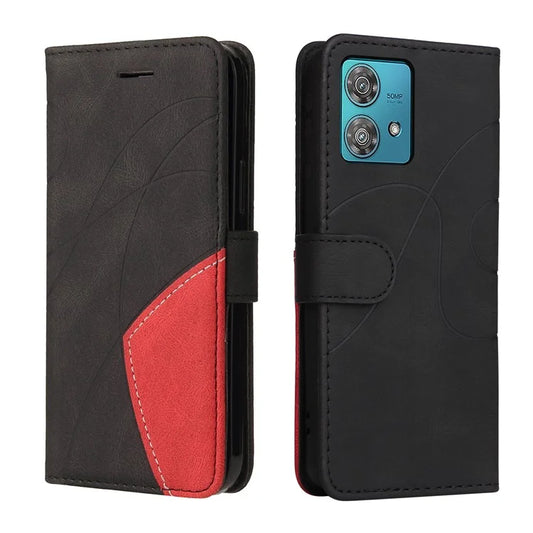 KT Leather Series-1 For Motorola Edge 40 Neo 5G Leather Case Wallet Cover Color Splicing