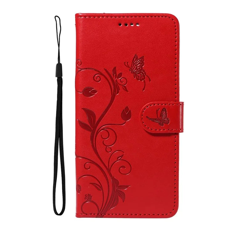 For Samsung Galaxy A55 5G Phone Case Flower Butterfly Pattern Leather Cover