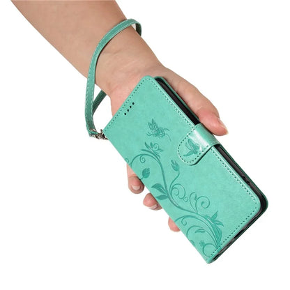 For Samsung Galaxy A55 5G Phone Case Flower Butterfly Pattern Leather Cover