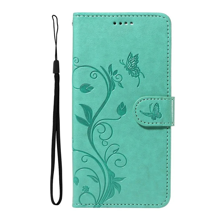 For Samsung Galaxy A55 5G Phone Case Flower Butterfly Pattern Leather Cover